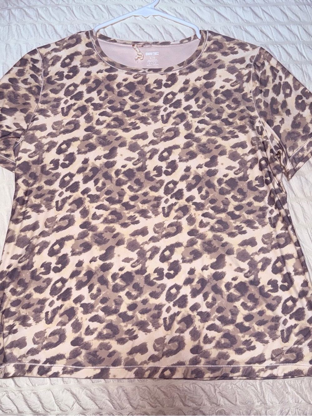 Aerie Beige and Brown Leopard Print Short Sleeve Tee